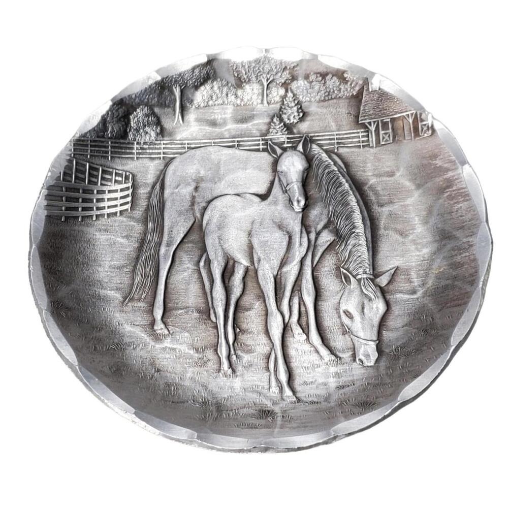 Wendell August Forge Hammered Aluminum Coaster Horse With Foal